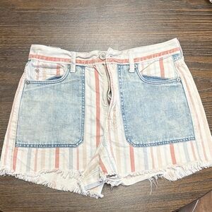 American Eagle Outfitters Striped Jean Shorts with Blue and Pink